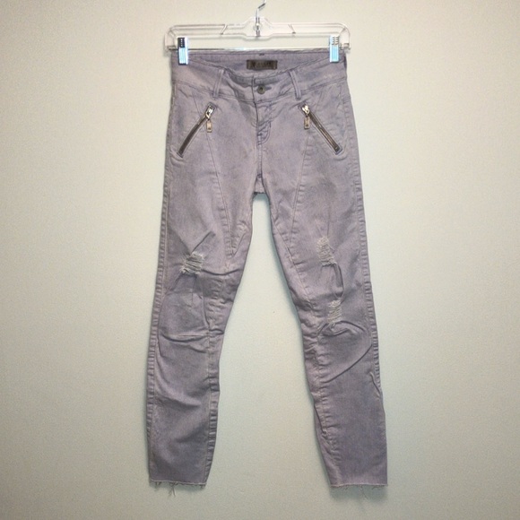 Guess Lilac Purple Distressed Raw Hem Denim Jeans - Picture 1 of 8
